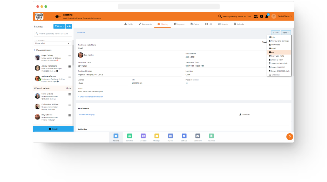 physical therapy emr interface 2