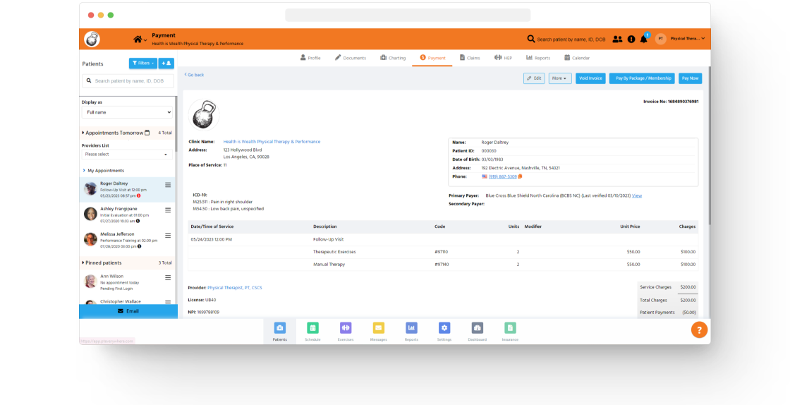 physical therapy emr interface 3