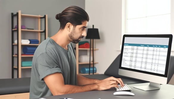 physical therapist billing for group therapy on his computer