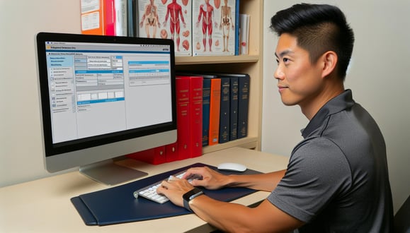 physical therapist submitting a claim to medicare via specialized software from PtEverywhere-1
