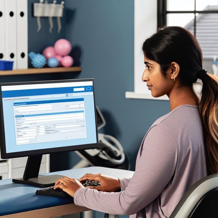 physical therapist submitting a claim to medicare via specialized software from PtEverywhere