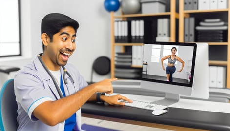 professional physical therapist handling remote physical therapy