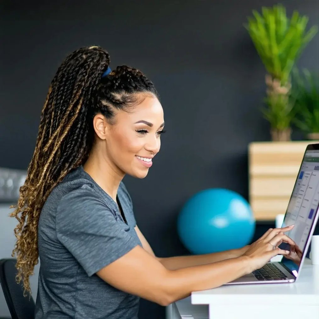 patient enrollment simplifying software that a pt professional woman is using physical therapy