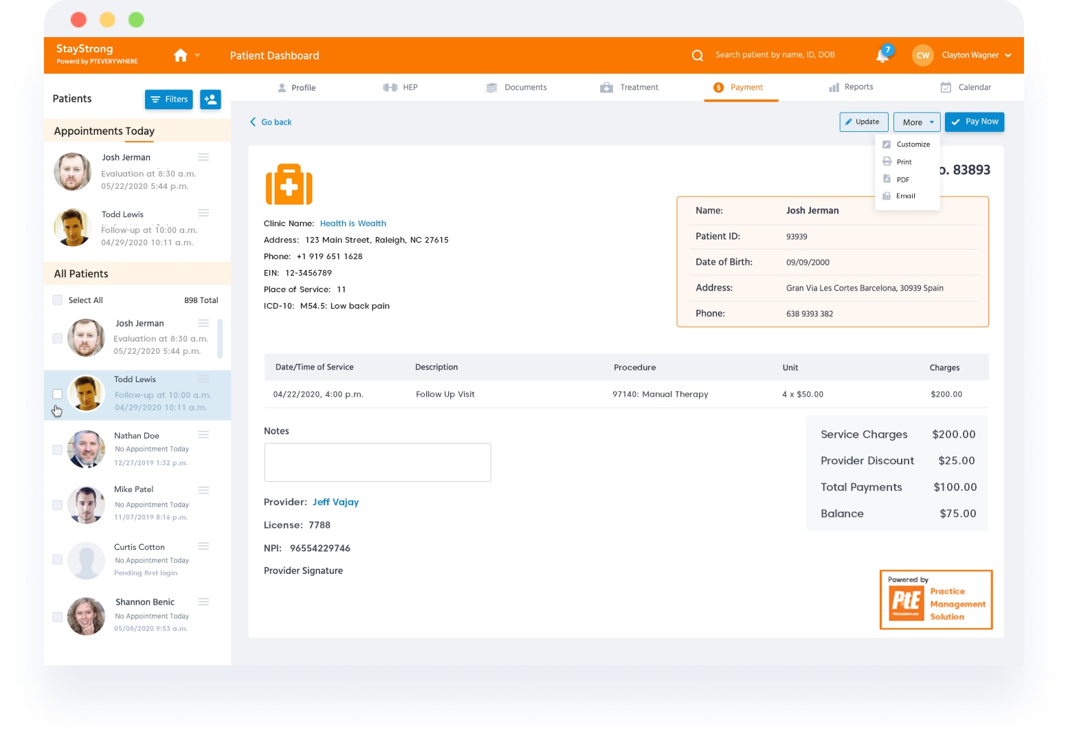 physical therapy emr and billing software